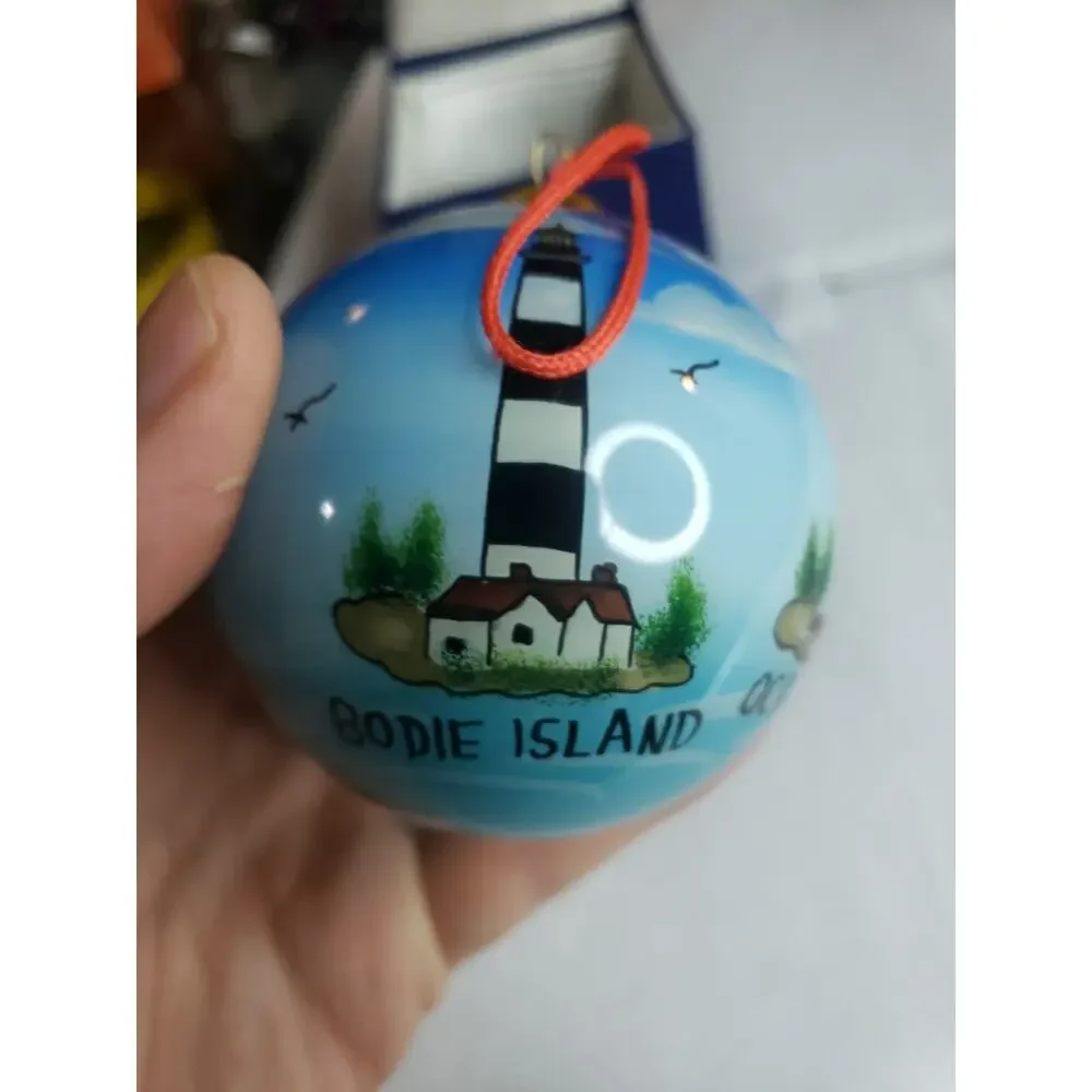 Hand painted Outer Banks NC North Carolina Lighthouses Christmas Ornament 1998
